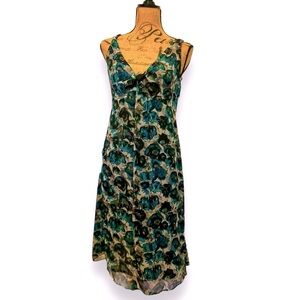 Alfani Sleeveless Gorgeous Multicolor Blue & Black V-Neck Midi Dress Size 8 NWOT